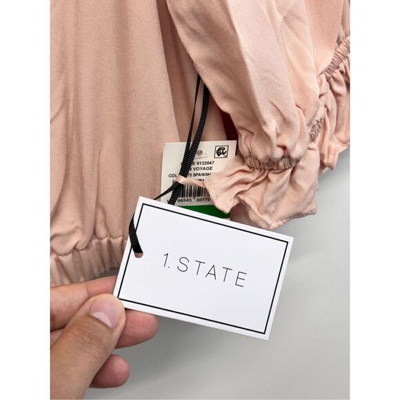 1. State Square Neck Puff Sleeve Size Large Cropped Top Spanish Villa NWT - Picture 9 of 10